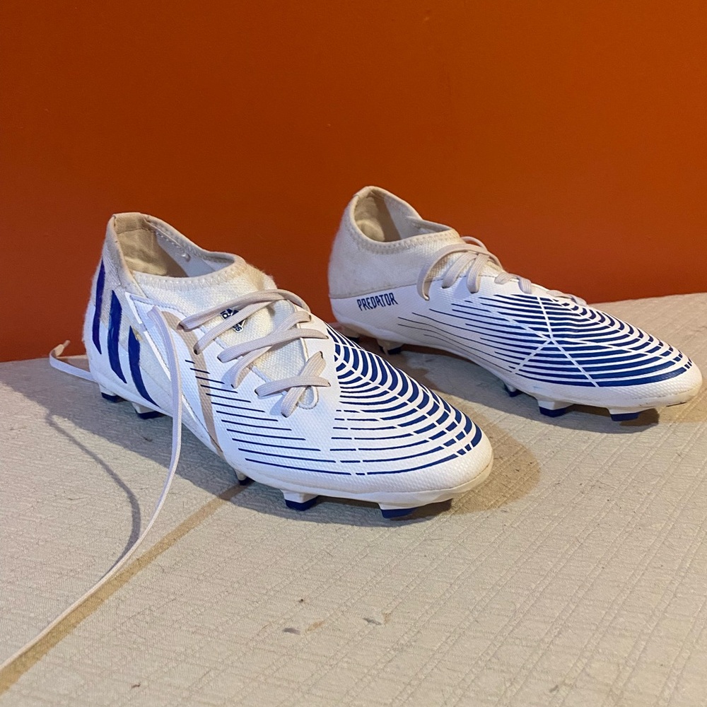 Adidas Predator White and Blue Cleats